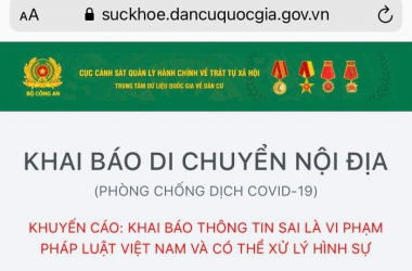 Bộ Công an ra mắt hệ thống khai báo y tế trên nền tảng Dữ liệu quốc gia dân cư